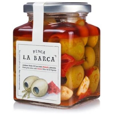 Fina La Barca Pitted Green Olives with Smoked Olive Oil & Smoked Paprika